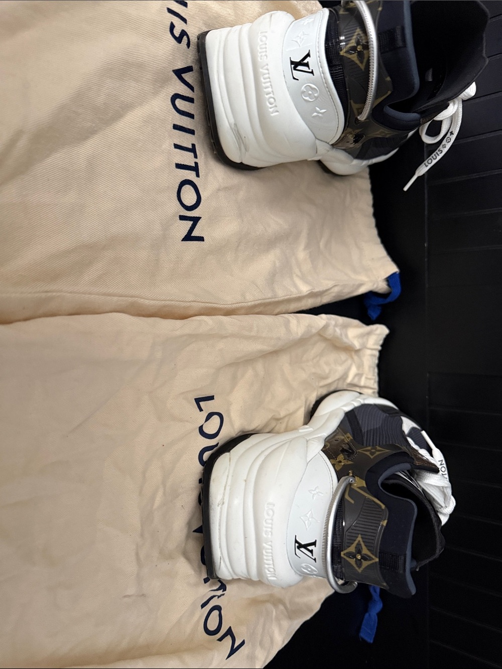 Louis Vuitton Black White Brown Run Away Dad-Style Sneakers - Picture 5 of 7